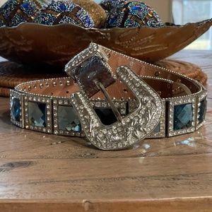 Blue Rhinestone Cowgirl Belt